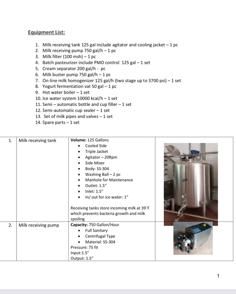 #DD2303 - Milk Processing Plant Equipment - NY